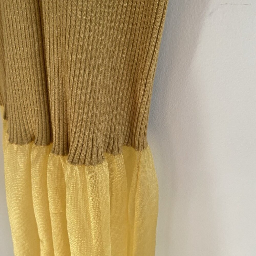 By Anthropologie Sheer Panel Maxi Sweater Dress new nwt size M gold color - Picture 6 of 7